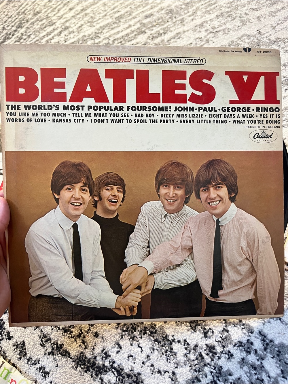 Beatles VI Vintage LP Album - Bold Red & Cream Cover